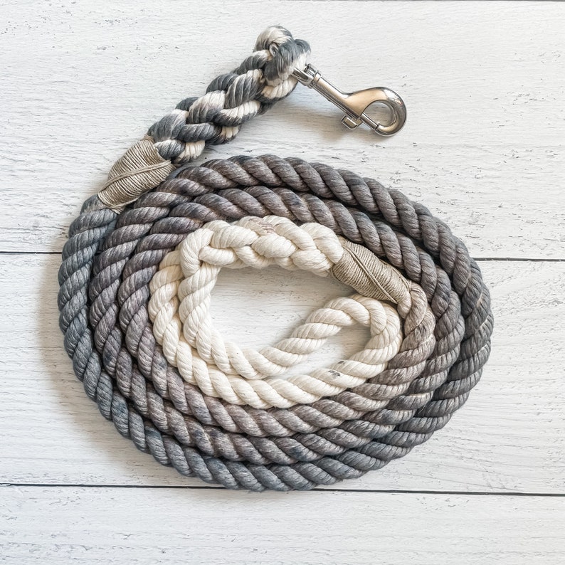 Grey Cotton Rope Dog Leash // Ombre Rope Leash // Cotton Rope Etsy