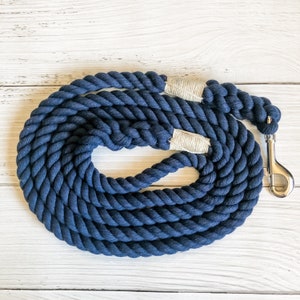 Navy Blue Cotton Rope Dog Leash //  Upcycled Rope Leash // Cotton Rope Leash // Rope Dog Lead