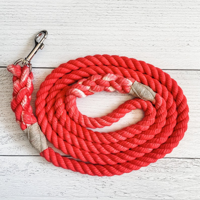 Red Cotton Rope Dog Leash // Ombre Rope Leash // Cotton Rope Etsy