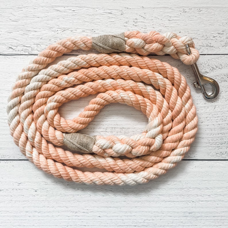 Rose Gold Cotton Rope Dog Leash // Ombre Rope Leash // Cotton Rope Leash // Rope Dog Lead image 3