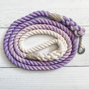 Hyacinth Purple Cotton Rope Dog Leash: Hand-Dyed Organic Lead