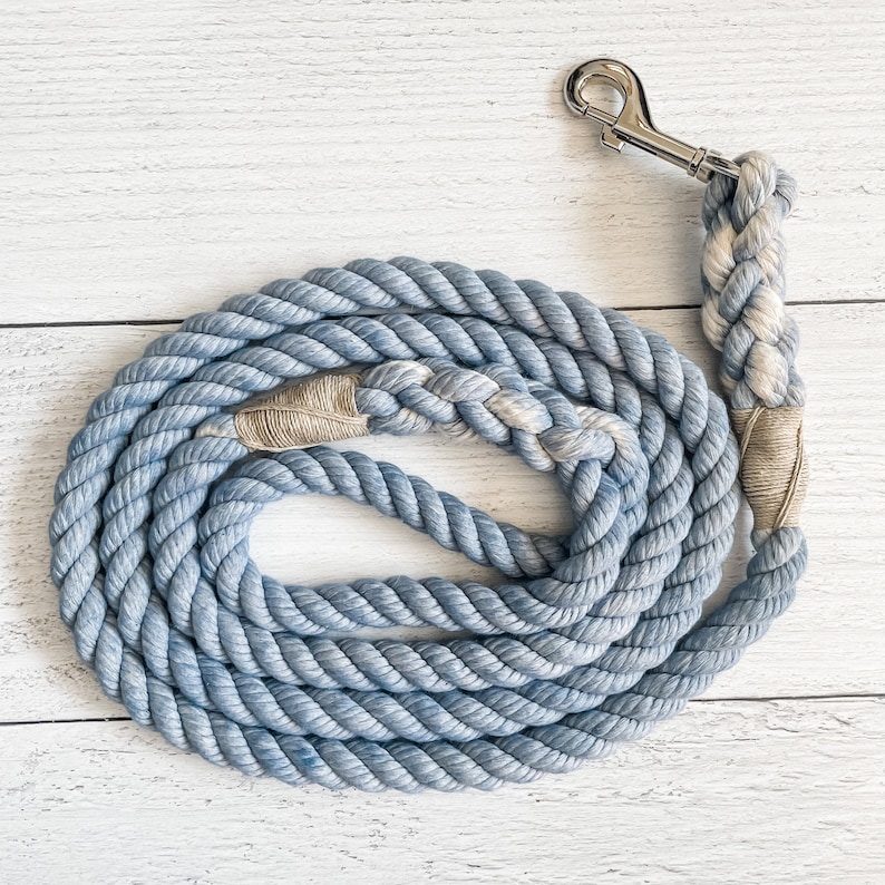Sky Blue Cotton Rope Dog Leash // Ombre Rope Leash // Cotton Rope Leash // Rope Dog Lead Solid