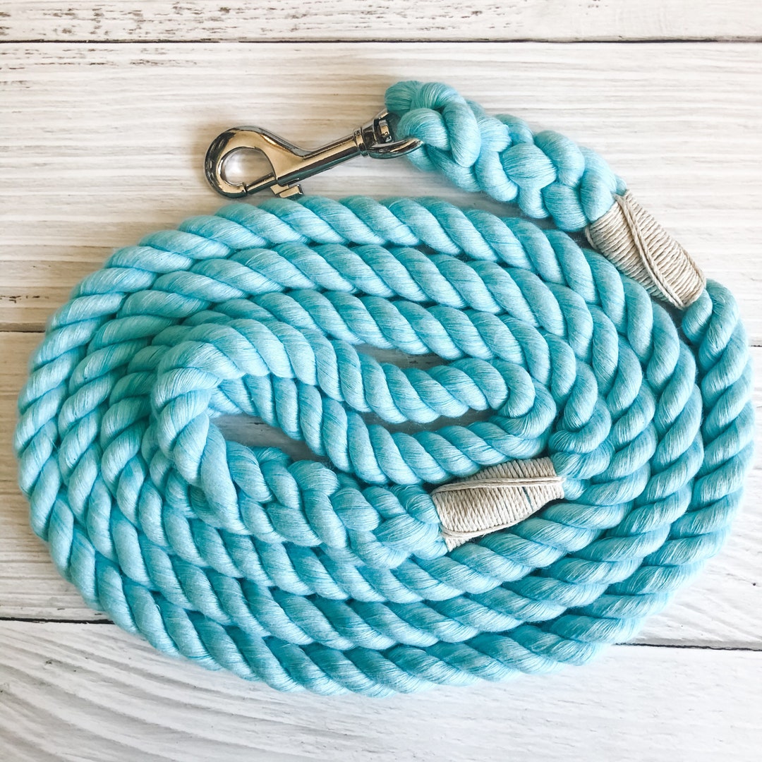 Aqua Cotton Rope Dog Leash // Upcycled Rope Leash // Cotton Etsy