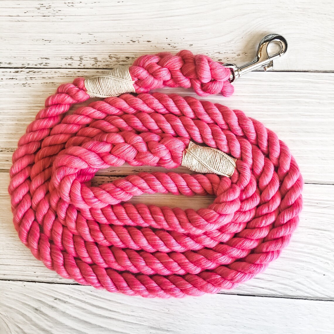 Hot Pink Cotton Rope Dog Leash // Upcycled Rope Leash // Etsy