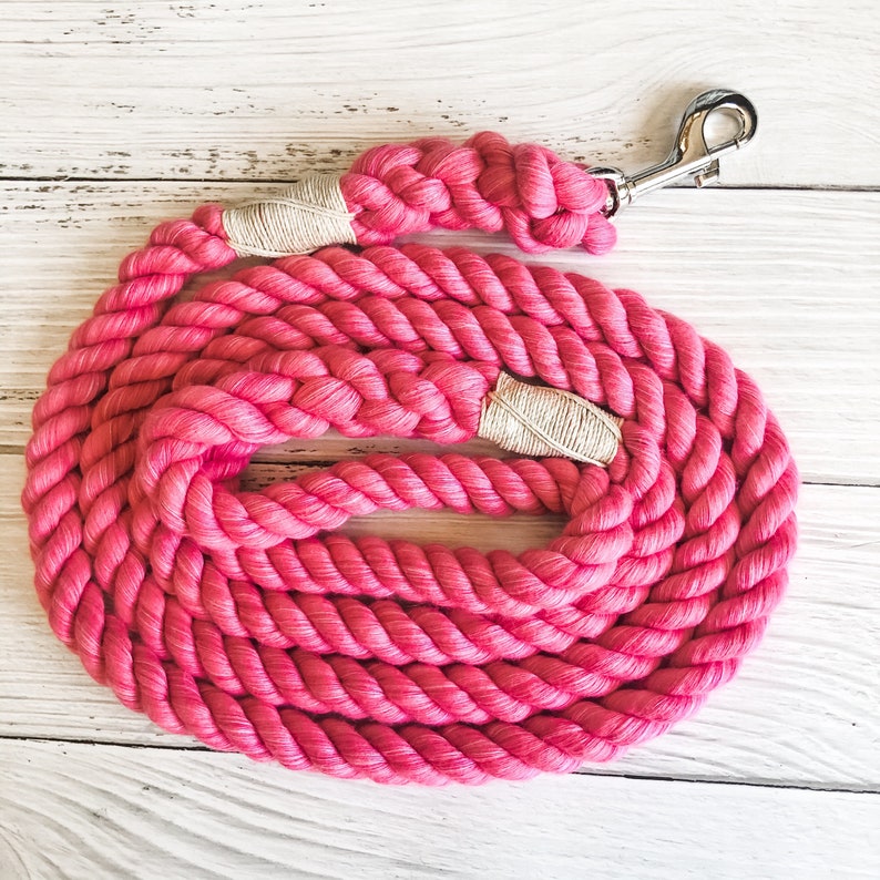 Hot Pink Cotton Rope Dog Leash // Upcycled Rope Leash // Etsy