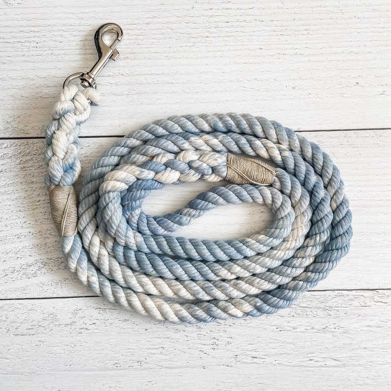 Sky Blue Cotton Rope Dog Leash // Ombre Rope Leash // Cotton Rope Leash // Rope Dog Lead Marbled