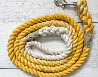 Yellow Cotton Rope Dog Leash // Ombre Rope Leash // Cotton Rope Leash // Rope Dog Lead
