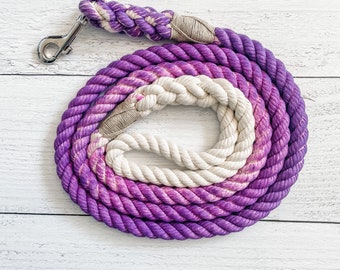 Purple Cotton Rope Dog Leash  // Ombre Rope Leash // Cotton Rope Leash // Rope Dog Lead