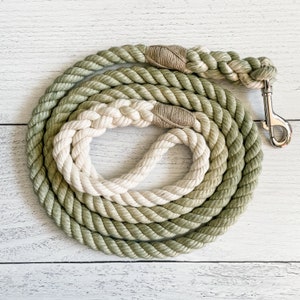 Sage Green Cotton Rope Dog Leash: Hand-Dyed Organic Lead
