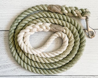 Sage Green Cotton Rope Dog Leash // Ombre Rope Leash // Cotton Rope Leash // Rope Dog Lead