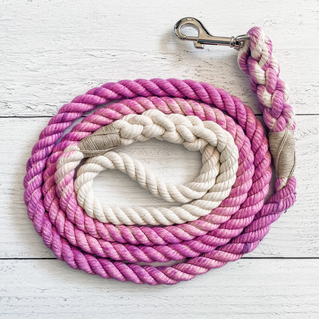 Violet Cotton Rope Dog Leash - Hand-dyed Organic Lead - Braided Wedding ...