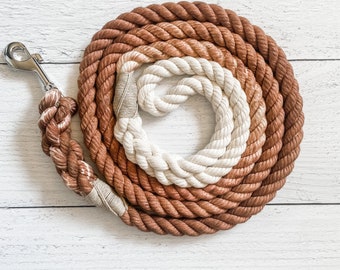 Brown Cotton Rope Dog Leash // Ombre Rope Leash // Cotton Rope Leash // Rope Dog Lead