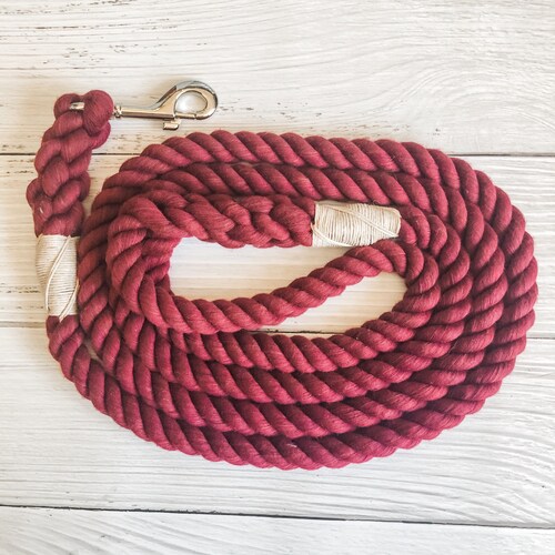 Burgundy Cotton Rope Dog Leash // Upcycled Rope Leash // Etsy