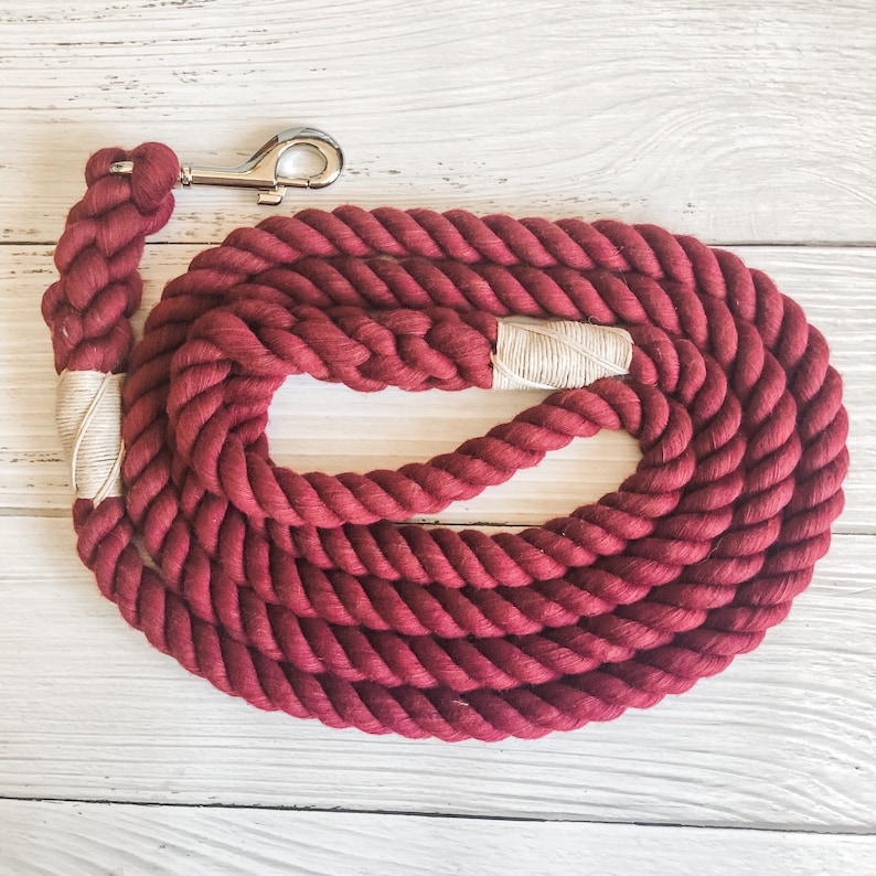 Burgundy Cotton Rope Dog Leash // Upcycled Rope Leash // Etsy