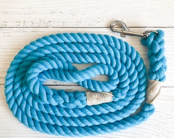 Turquoise Ultra Soft Cotton Rope Dog Leash