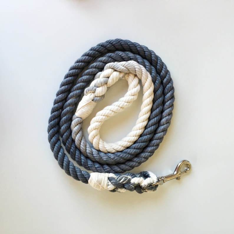 Grey Cotton Rope Dog Leash // Nautical Dog Leash // Soft Dog Etsy