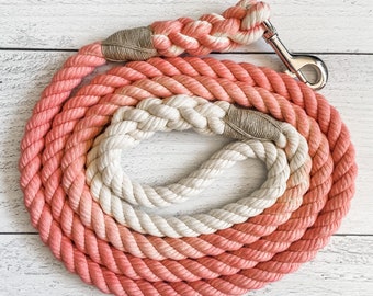 Coral Cotton Rope Dog Leash // Ombre Rope Leash // Cotton Rope Leash // Rope Dog Lead