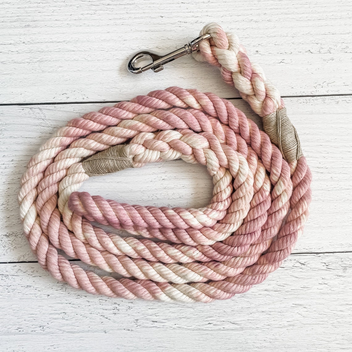 Powder Pink Cotton Rope Dog Leash // Ombre Rope Leash // Etsy