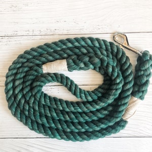 Green Cotton Rope Dog Leash // Upcycled Rope Leash // Cotton Rope Leash // Rope Dog Lead // Braided Dog Leash image 1