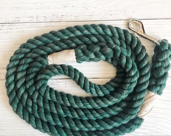 Green Cotton Rope Dog Leash //  Upcycled Rope Leash // Cotton Rope Leash // Rope Dog Lead // Braided Dog Leash