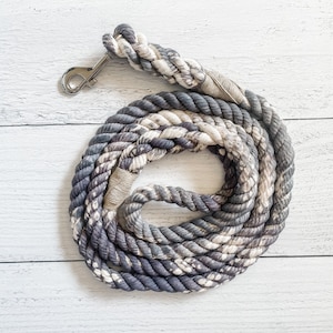 Grey Cotton Rope Dog Leash // Ombre Rope Leash // Cotton Rope Leash // Rope Dog Lead Marbled