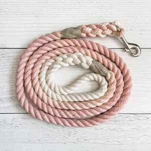 Powder Pink Cotton Rope Dog Leash // Ombre Rope Leash // Cotton Rope Leash // Rope Dog Lead
