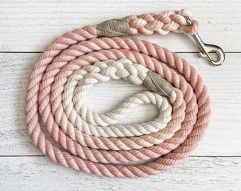 Powder Pink Cotton Rope Dog Leash // Ombre Rope Leash // Cotton Rope Leash // Rope Dog Lead