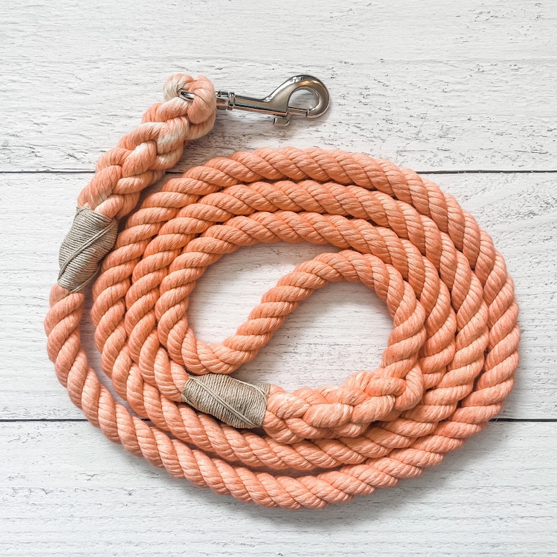 Rose Gold Cotton Rope Dog Leash // Ombre Rope Leash // Cotton Rope Leash // Rope Dog Lead Solid