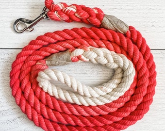 Red Cotton Rope Dog Leash  // Ombre Rope Leash // Cotton Rope Leash // Rope Dog Lead