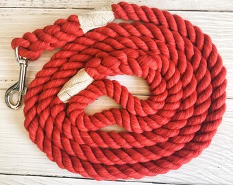 Red Ultra Soft Cotton Rope Dog Leash