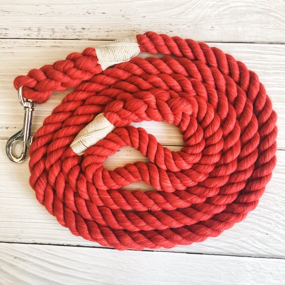 Red Cotton Rope Dog Leash // Upcycled Rope Leash // Cotton Etsy