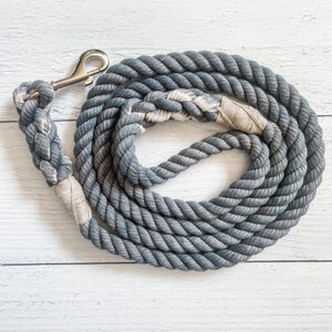 Grey Cotton Rope Dog Leash // Ombre Rope Leash // Cotton Rope Leash // Rope Dog Lead Solid