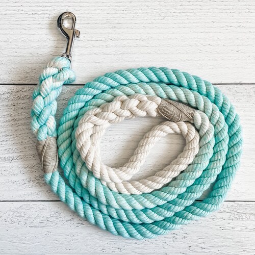 Coral Cotton Rope Dog Leash // Ombre Rope Leash // Cotton Rope Etsy