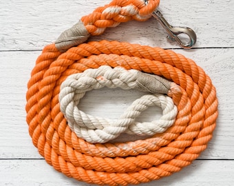 Orange Cotton Rope Dog Leash // Ombre Rope Leash // Cotton Rope Leash // Rope Dog Lead