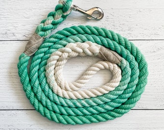Teal Cotton Rope Dog Leash // Ombre Rope Leash // Cotton Rope Leash // Rope Dog Lead