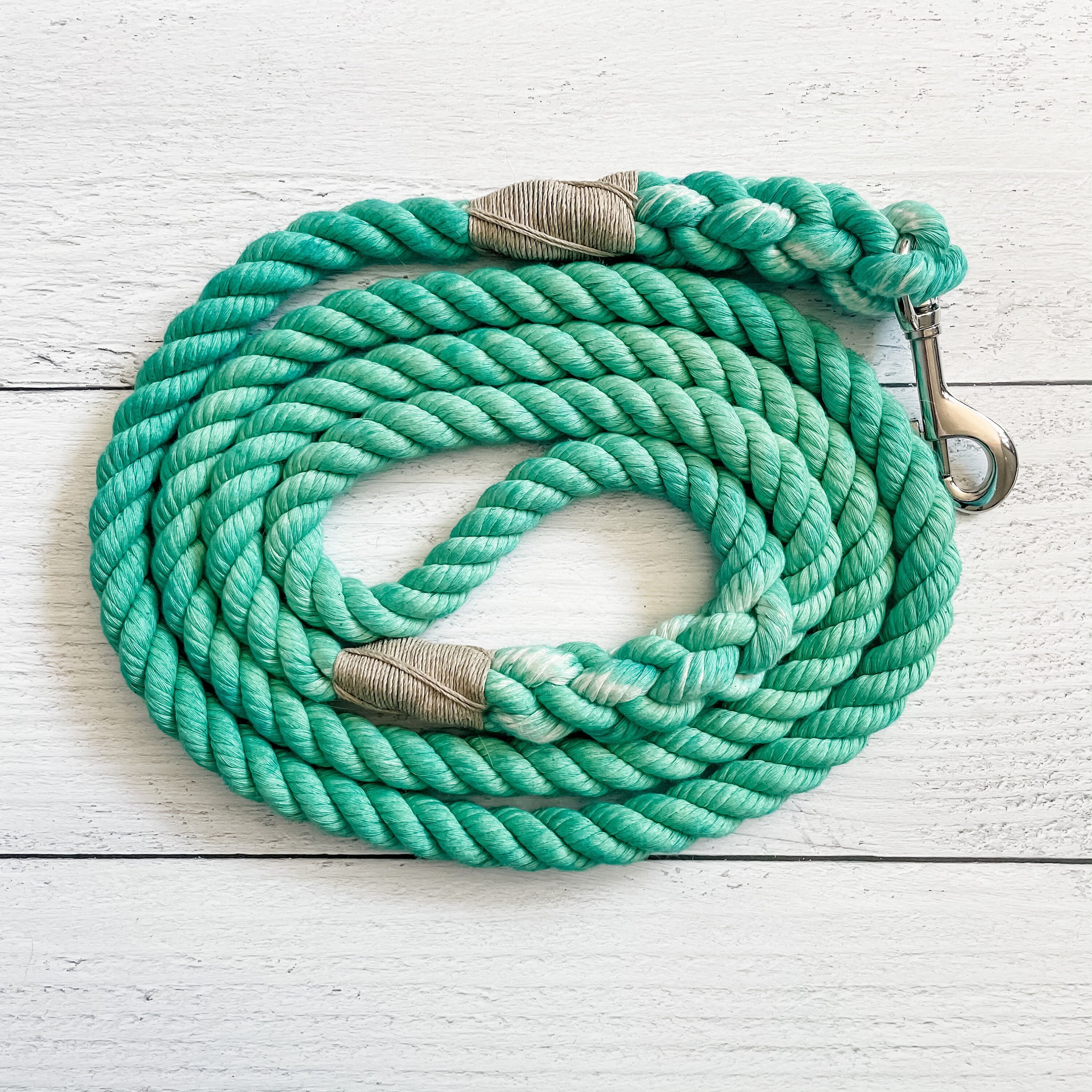 Teal Cotton Rope Dog Leash // Ombre Rope Leash // Cotton Rope Etsy