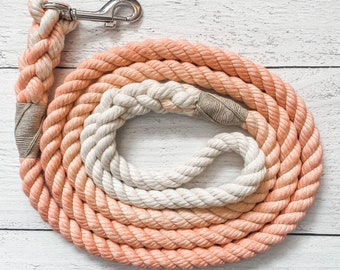 Rose Gold Cotton Rope Dog Leash // Ombre Rope Leash // Cotton Rope Leash // Rope Dog Lead