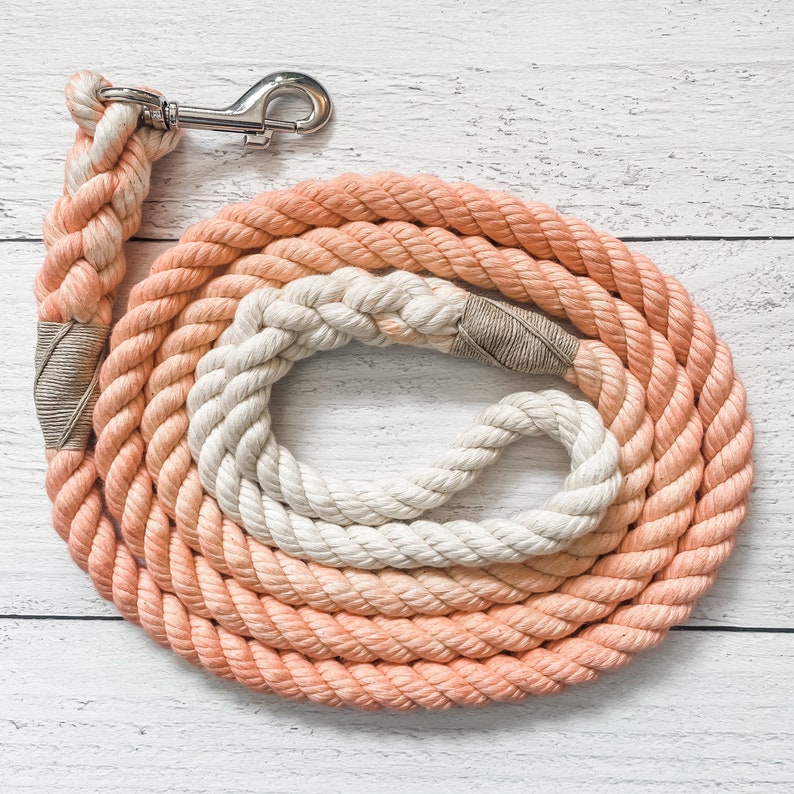 Rose Gold Cotton Rope Dog Leash // Ombre Rope Leash // Cotton Etsy