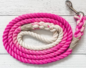 Fuchsia Cotton Rope Dog Leash  // Ombre Rope Leash // Cotton Rope Leash // Rope Dog Lead