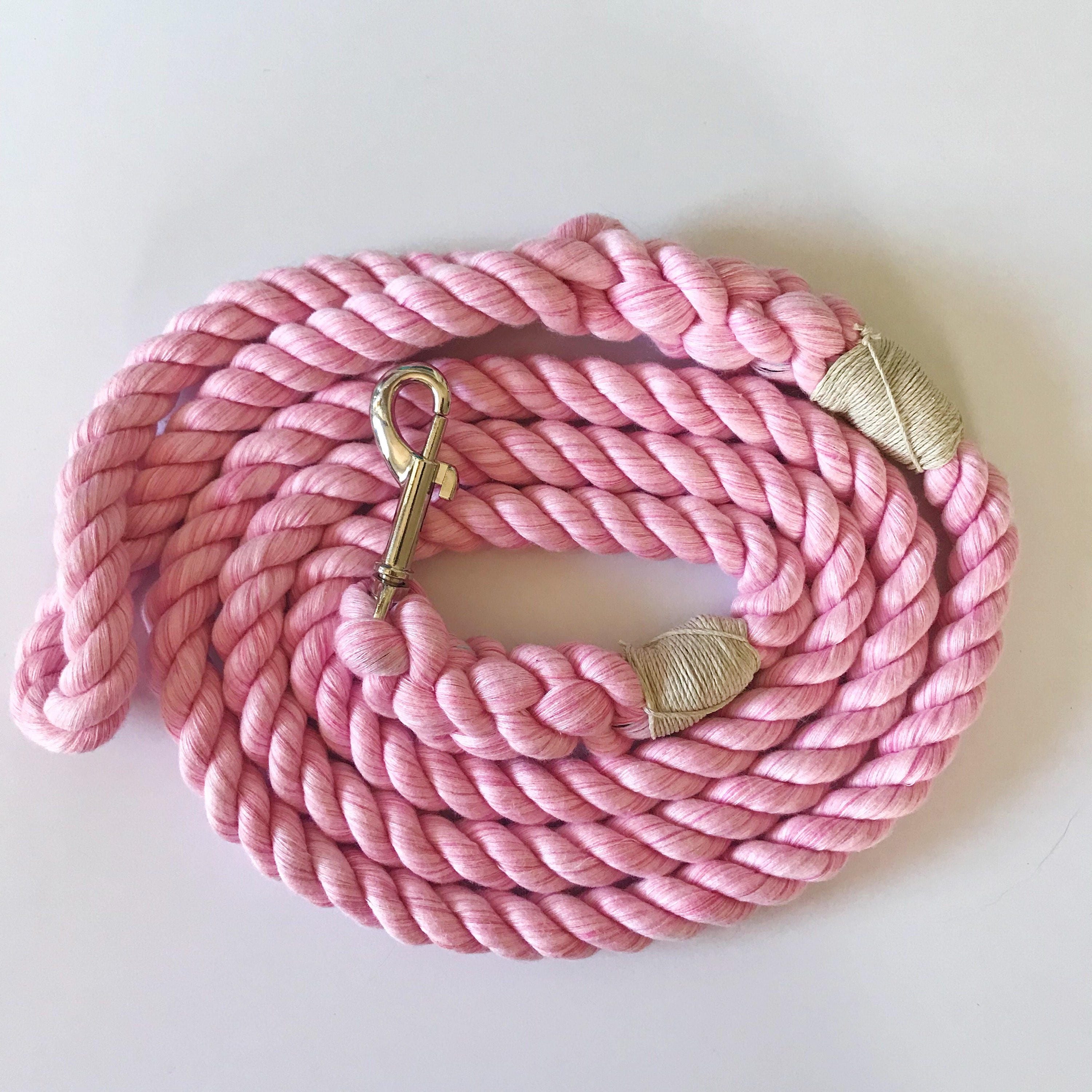 Light Pink Cotton Rope Dog Leash // Upcycled Rope Leash // Etsy