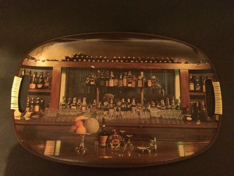 Vintage Retro Bar Scene Serving Tray Etsy
