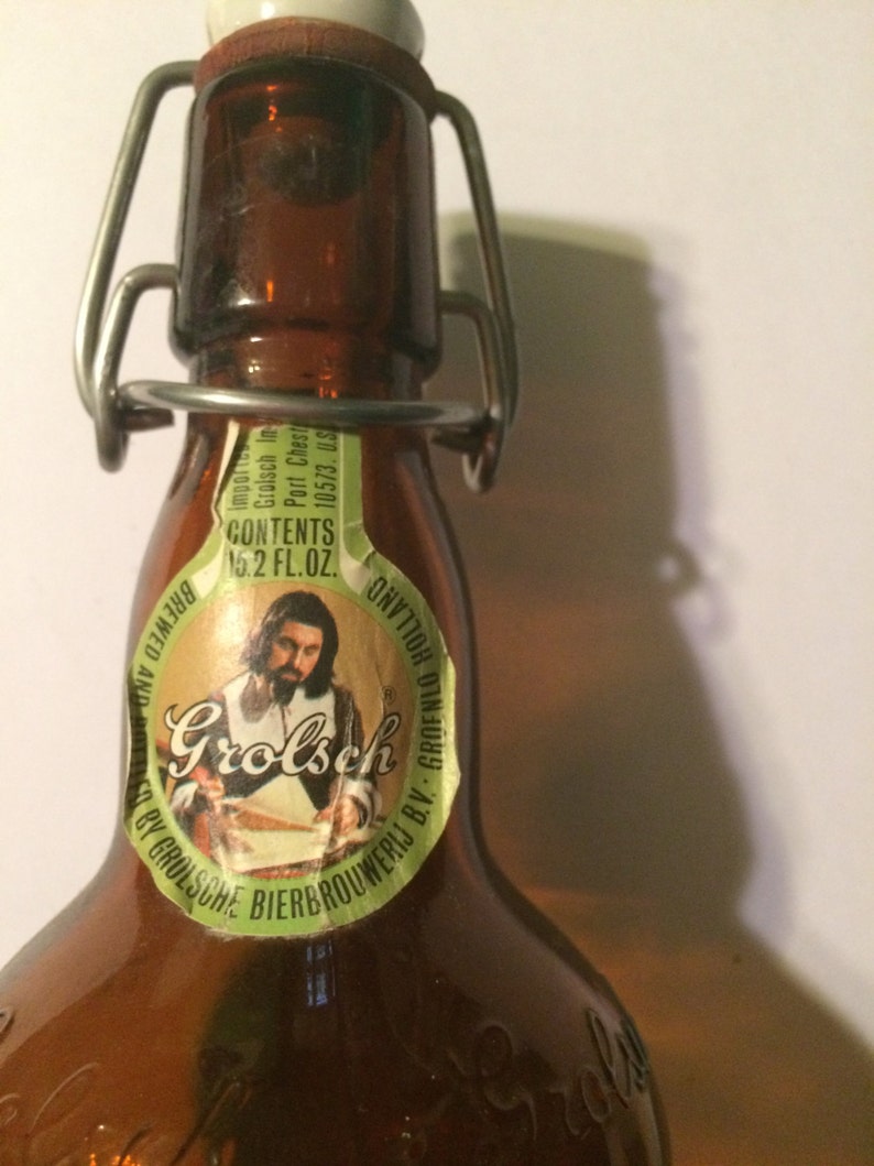 Vintage Brown Embossed Grolsch Beer Bottle With Porcelain Swing Cap Etsy