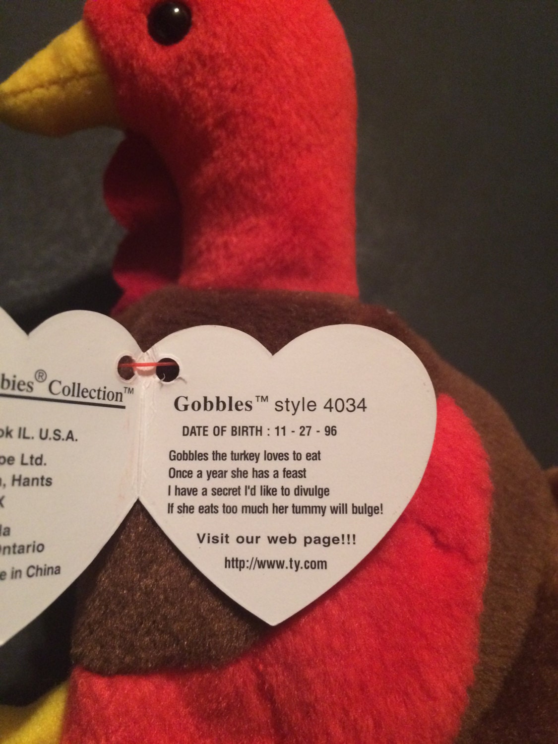 Ty Beanie Baby Gobbles With Errors Etsy