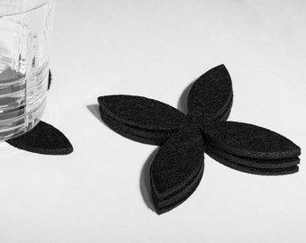 Sale discount, Felt Drink Coaster, Christmas Thanksgiving Housewarming Gift for her Under 15 dollars for Him, Geometric Black Laser cut