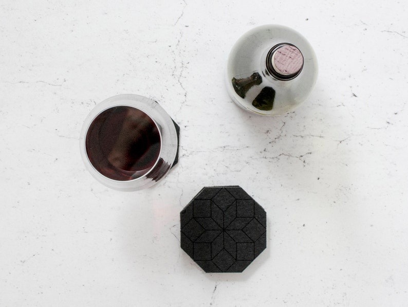 Sale discount, Hexagon Gray Felt Coaster, Christmas gift for her, Thanksgiving, Under 15 dollars for Him Husband, Geometric image 6