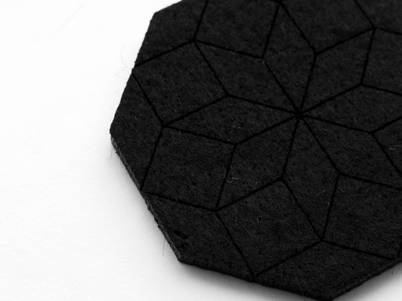Sale discount, Hexagon Gray Felt Coaster, Christmas gift for her, Thanksgiving, Under 15 dollars for Him Husband, Geometric image 7