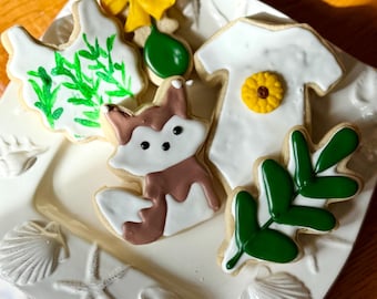 Woodland baby shower cookies