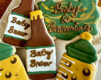 Baby is brewing baby shower cookies