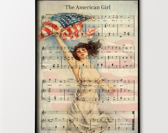 Vintage "The American Girl" nottryck (digital nedladdning)