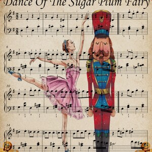 Nutcracker Ballet Print: Vintage Christmas Music, Sugarplum Fairy (Digital Download) image 2